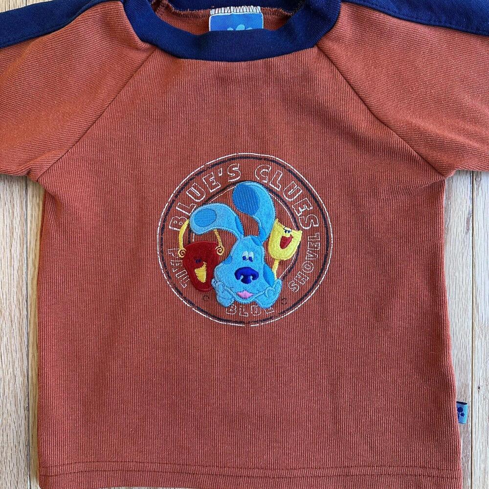 Vintage 2000 Blue’s Clues Shirt Pail Blue Shovel Embroidered Long Sleeve Size 4T